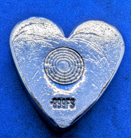 2.5 Troy Oz Heart .999 pure silver