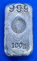 100g .999 Fine Silver Bar - hand poured